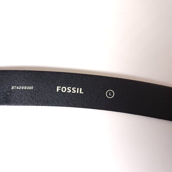 Fossil Black Leather Belt Womens Size Large 1" Wide Roller Buckle Classic - Picture 4 of 16